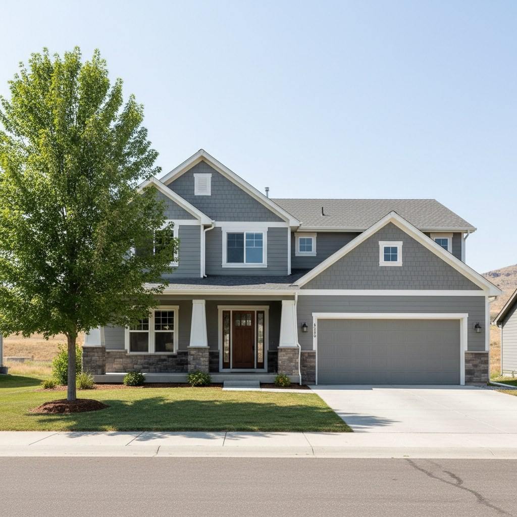 The same home with the tree professionally trimmed and the canopy raised clear of the roof