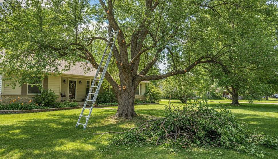Tree after professional pruning with neat, healthy canopy